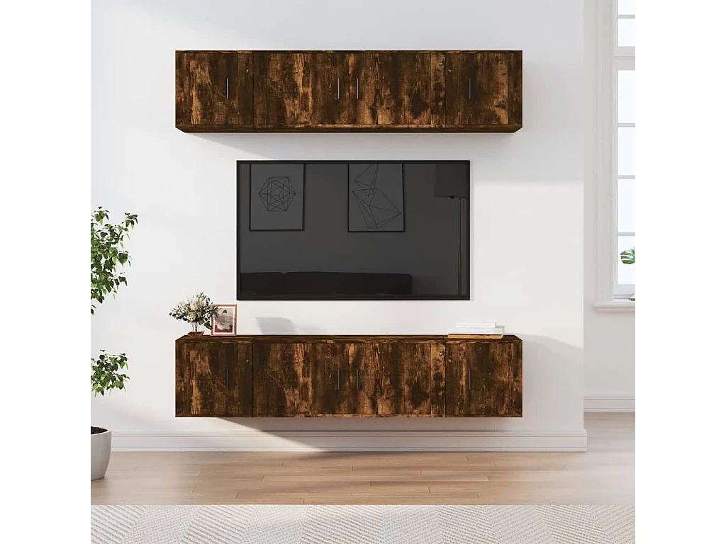 Ensemble de meubles TV 6 pcs Chêne fumé Bois d'ingénierie