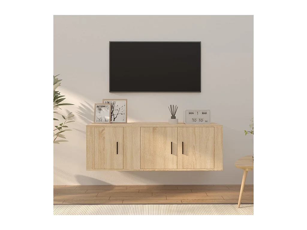 Ensemble de meubles TV 2 pcs chêne sonoma bois d'ingénierie