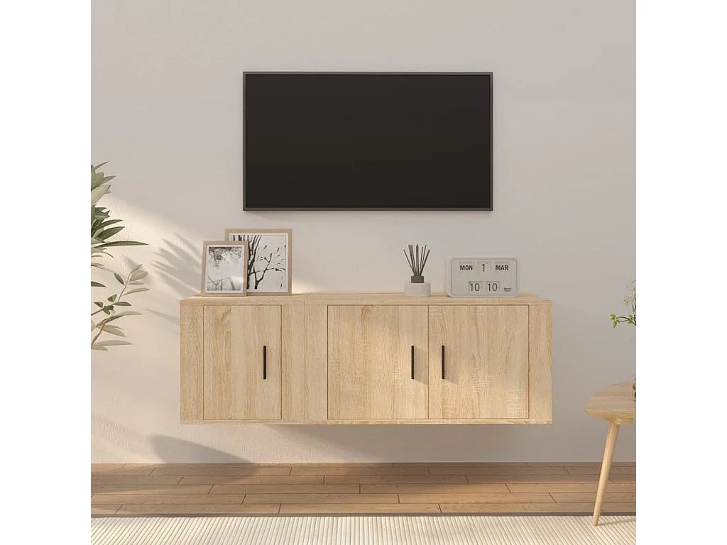 Set de muebles para TV 2 pzas madera contrachapada roble sonoma
