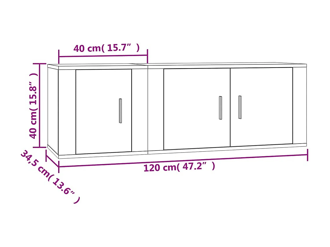 Set de muebles para TV 2 pzas madera contrachapada roble sonoma