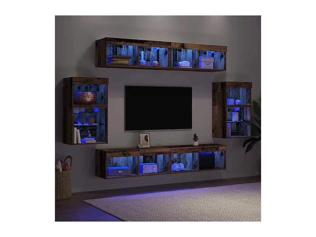 Centre de divertissement 8 pcs Bois ancien 40 x 28.5 x 40 cm