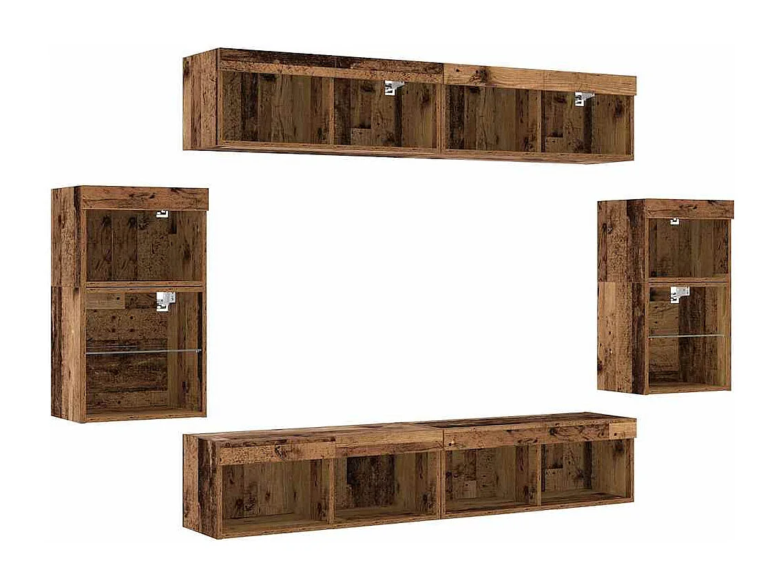 Centre de divertissement 8 pcs Bois ancien 40 x 28.5 x 40 cm