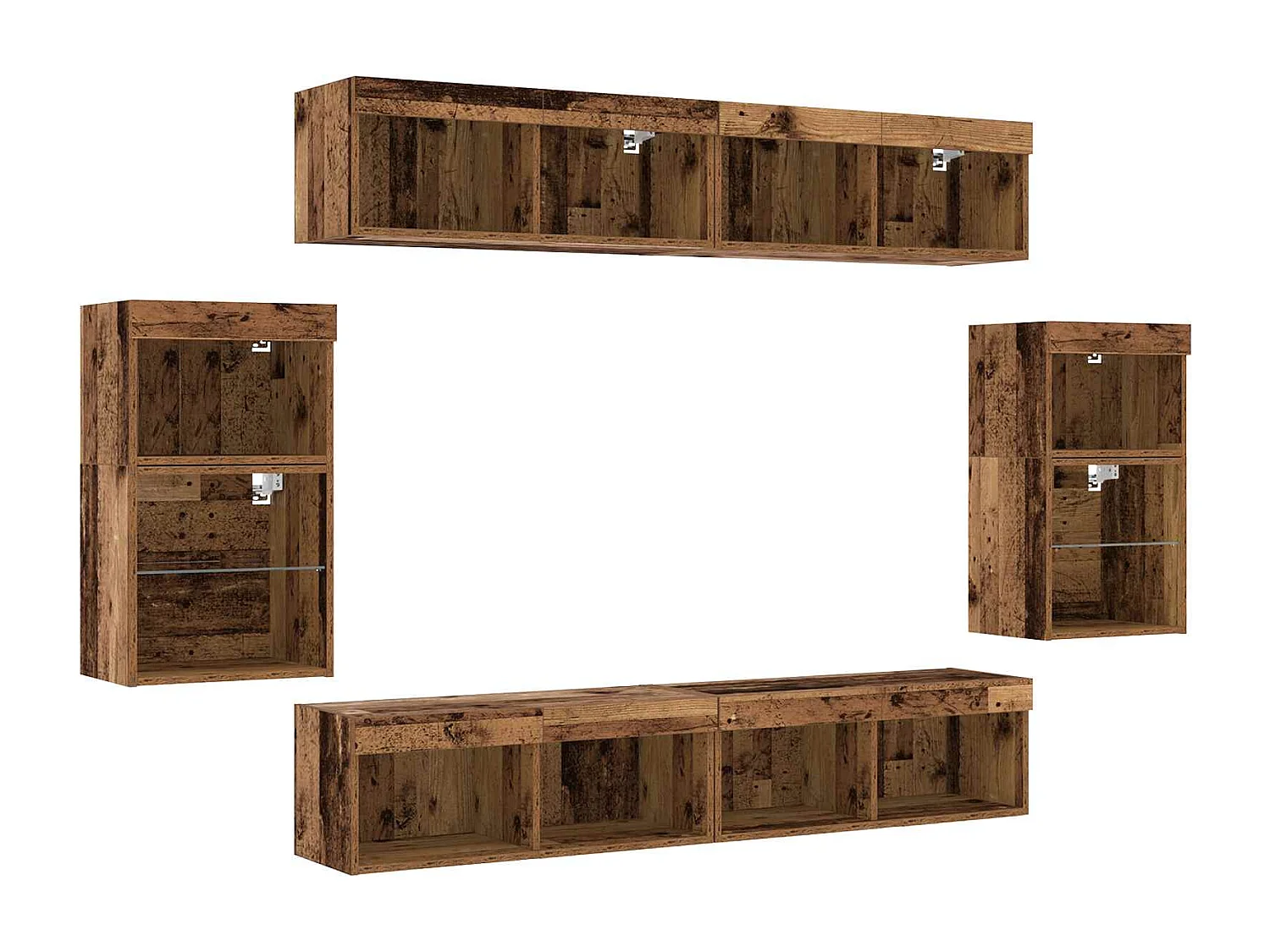 Set mobile TV 8 pcs Legno vecchio Legno multistrato