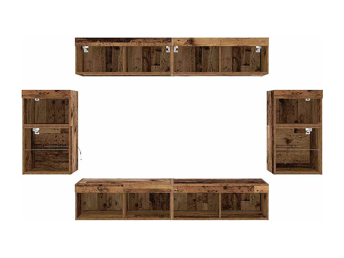 Set mobile TV 8 pcs Legno vecchio Legno multistrato