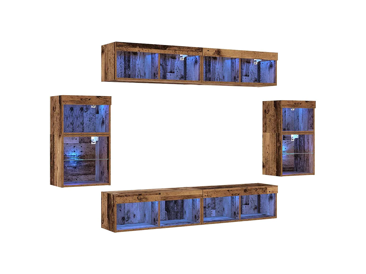Conjunto de móvel de TV 8 unid. 37 x 30 x 70 cm Madeira antiga