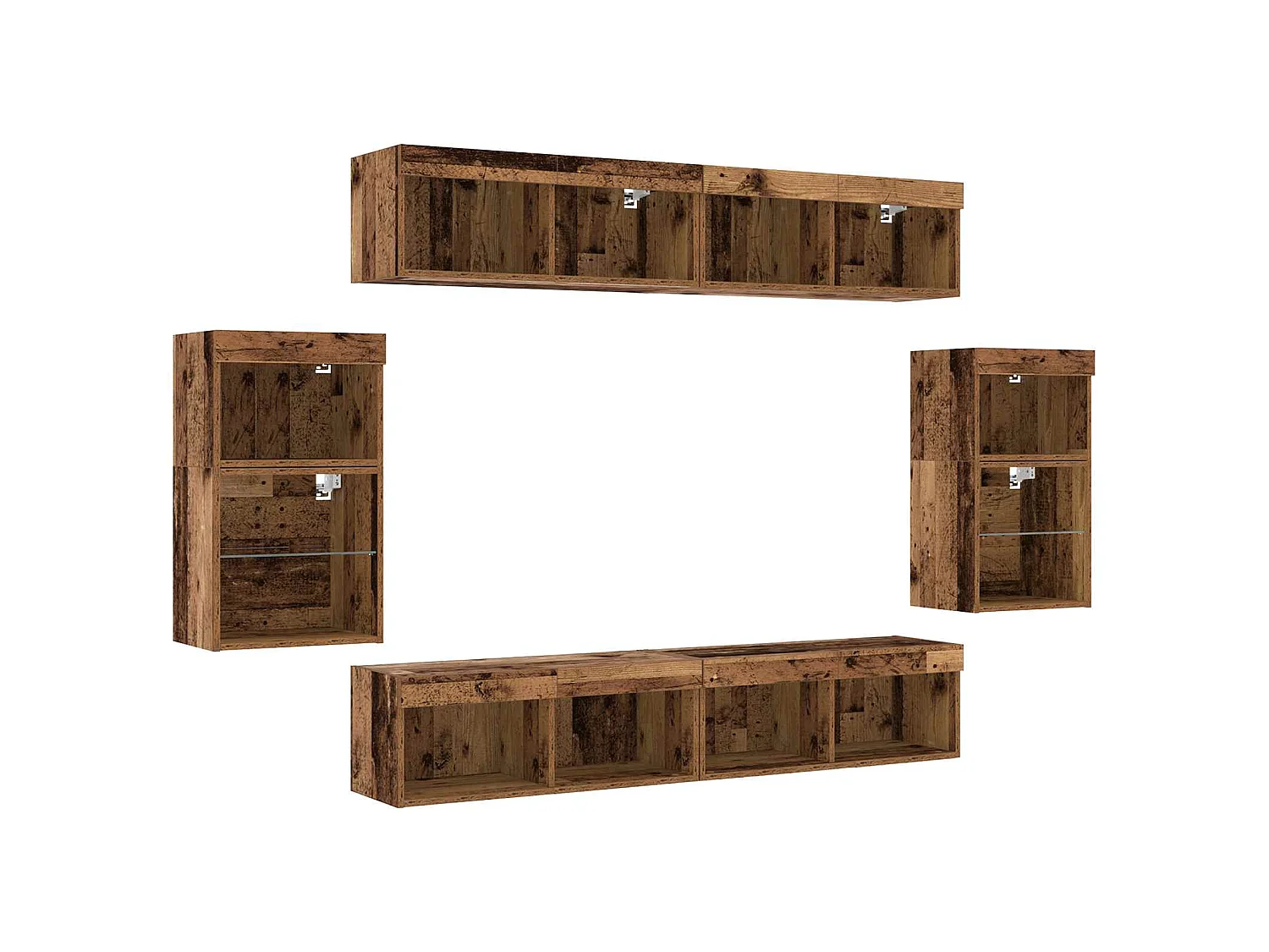 Conjunto de móvel de TV 8 unid. 37 x 30 x 70 cm Madeira antiga