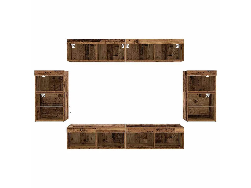 Conjunto de móvel de TV 8 unid. 37 x 30 x 70 cm Madeira antiga