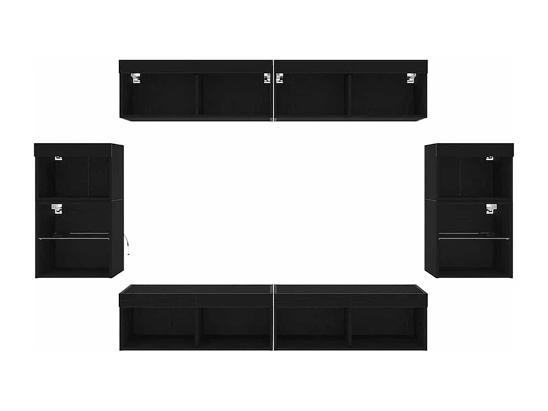 Centre de divertissement 8 pcs Chêne noir 40 x 28.5 x 40 cm