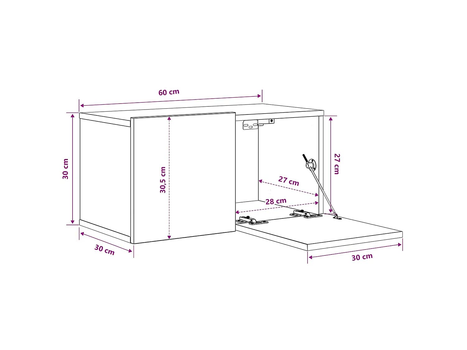 Tv-meubelset Wandgemonteerd Bruin 60 x 30 x 30 cm Bewerkt hout