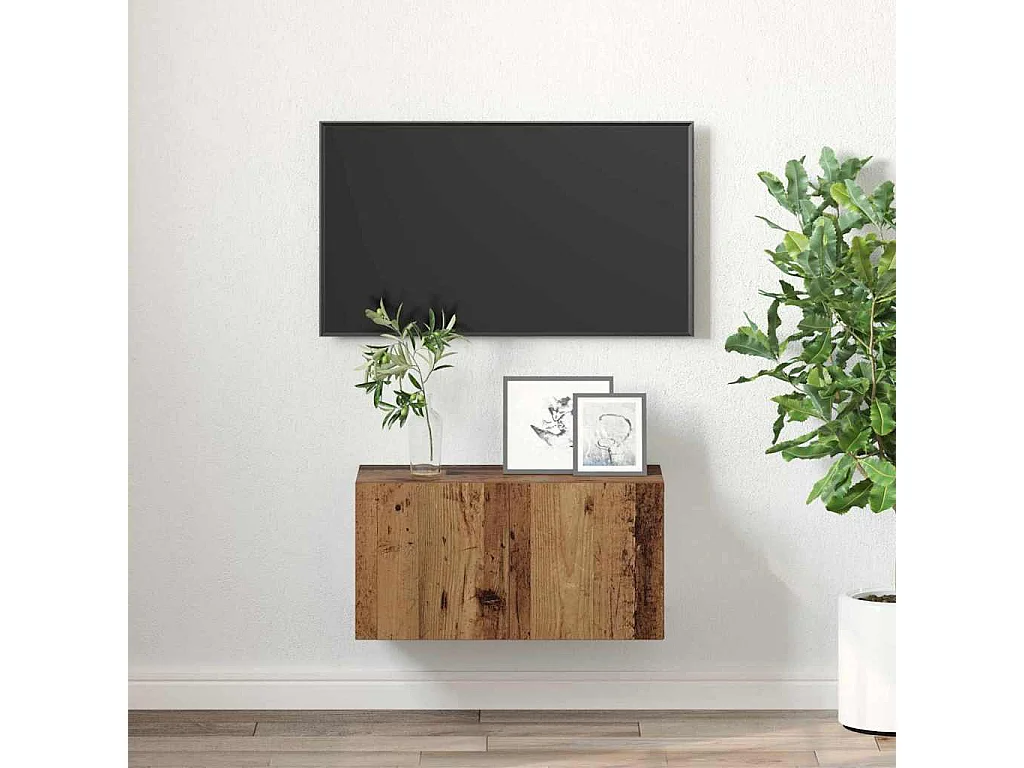 Tv-meubelset Wandgemonteerd Bruin 60 x 30 x 30 cm Bewerkt hout