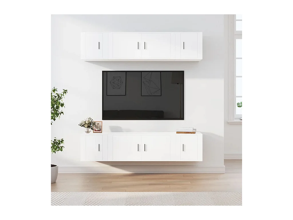 Ensemble de meubles TV 6 pcs Blanc Bois d'ingénierie