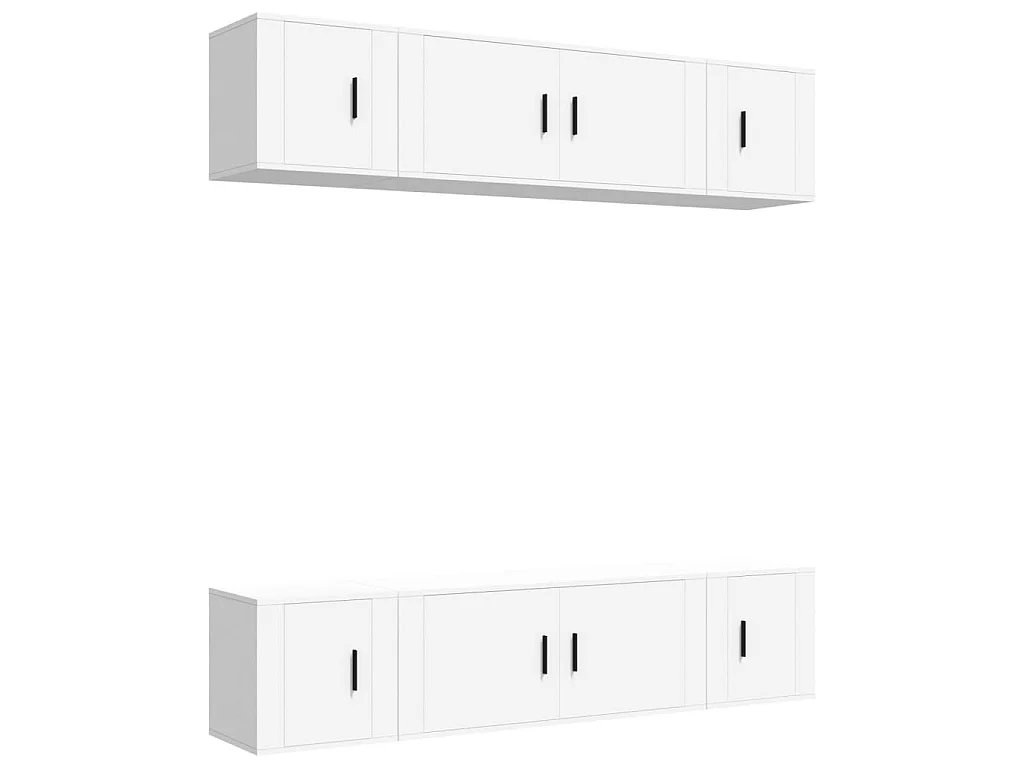 6-tlg. TV-Schrank-Set Weiß Holzwerkstoff