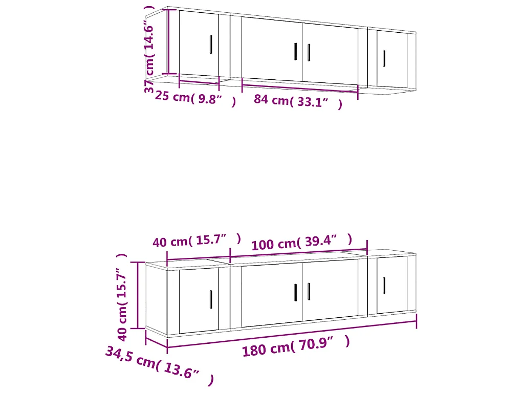 6-tlg. TV-Schrank-Set Weiß Holzwerkstoff