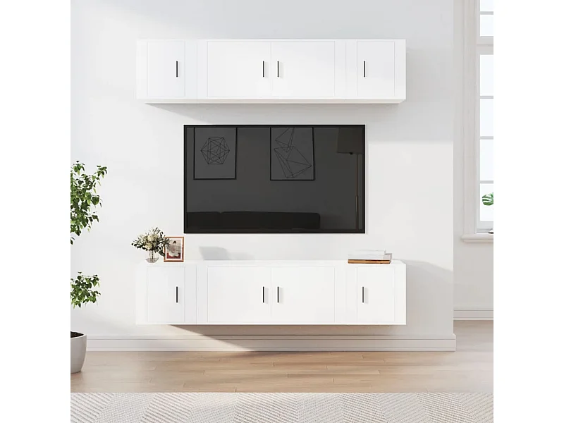Ensemble de meubles TV 6 pcs Blanc Bois d'ingénierie