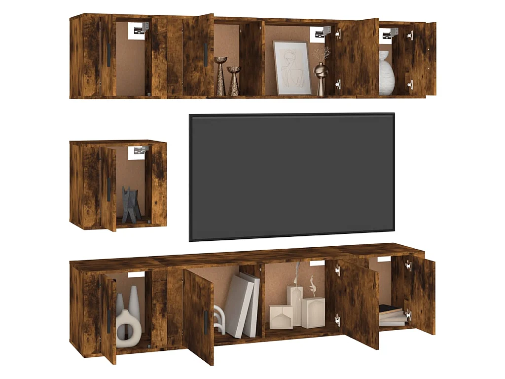 Ensemble de meubles TV 7 pcs Chêne fumé Bois d'ingénierie