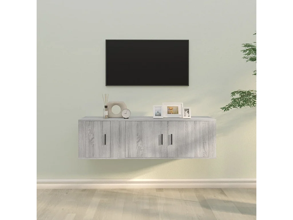 2-tlg. TV-Schrank-Set Grau Sonoma Holzwerkstoff