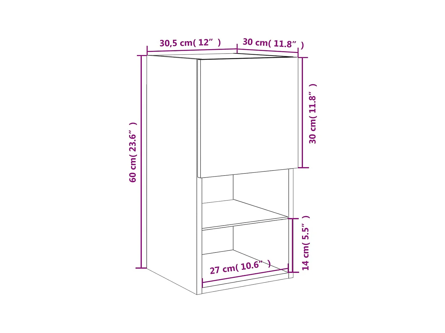 Meubles TV avec lumières LED 2 pcs gris béton 30,5x30x60 cm
