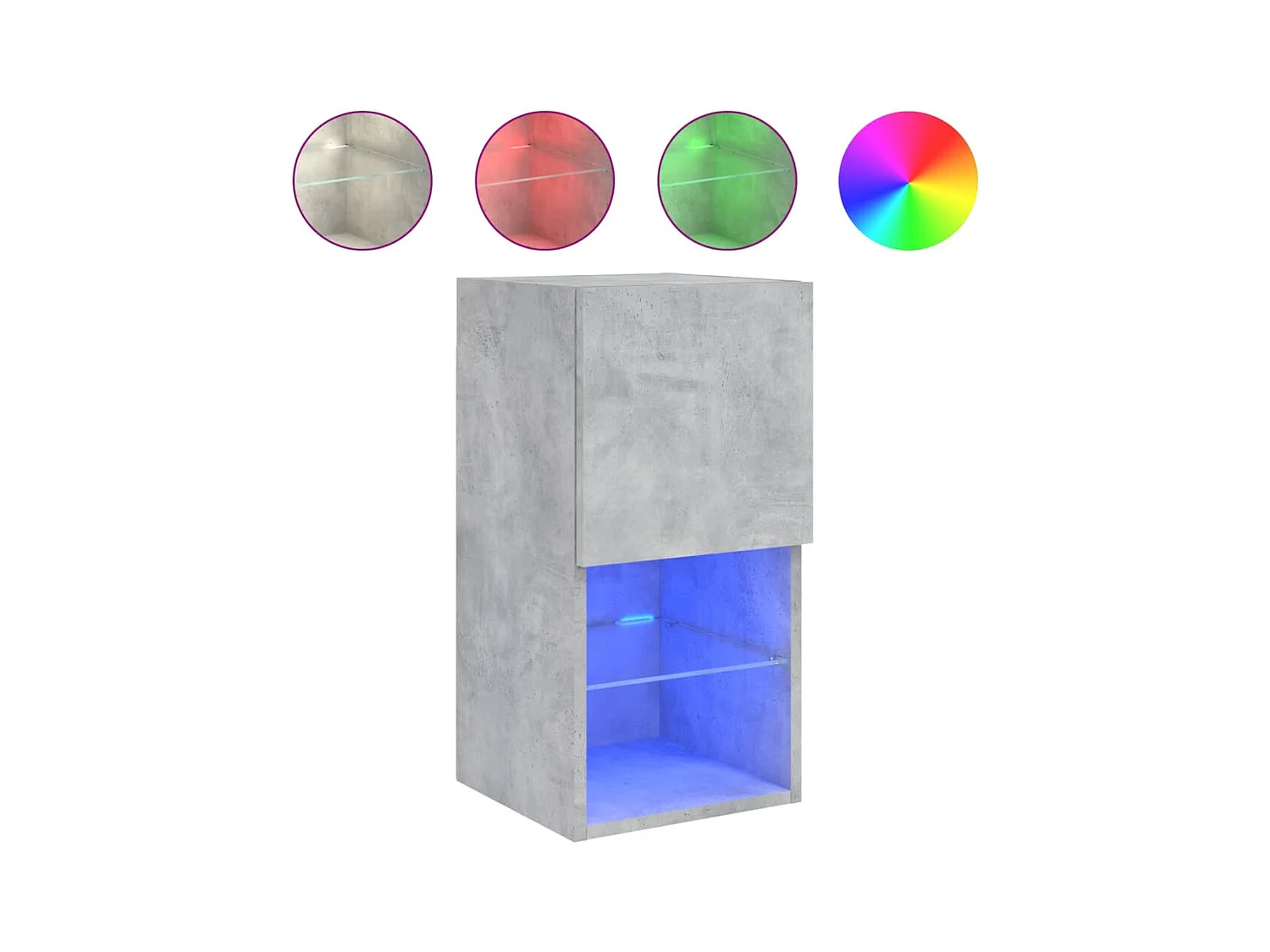 Meubles TV avec lumières LED 2 pcs gris béton 30,5x30x60 cm