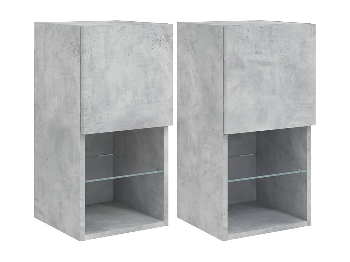 Meubles TV avec lumières LED 2 pcs gris béton 30,5x30x60 cm