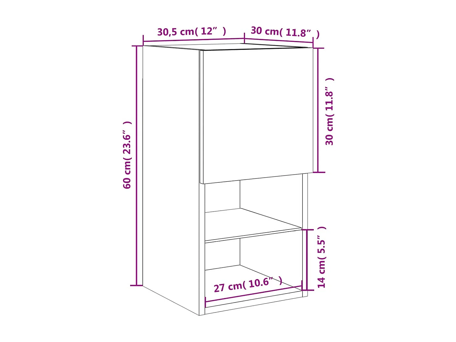Meubles TV avec lumières LED 2 pcs gris béton 30,5x30x60 cm