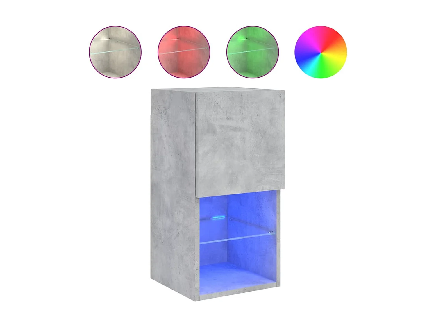 Meubles TV avec lumières LED 2 pcs gris béton 30,5x30x60 cm