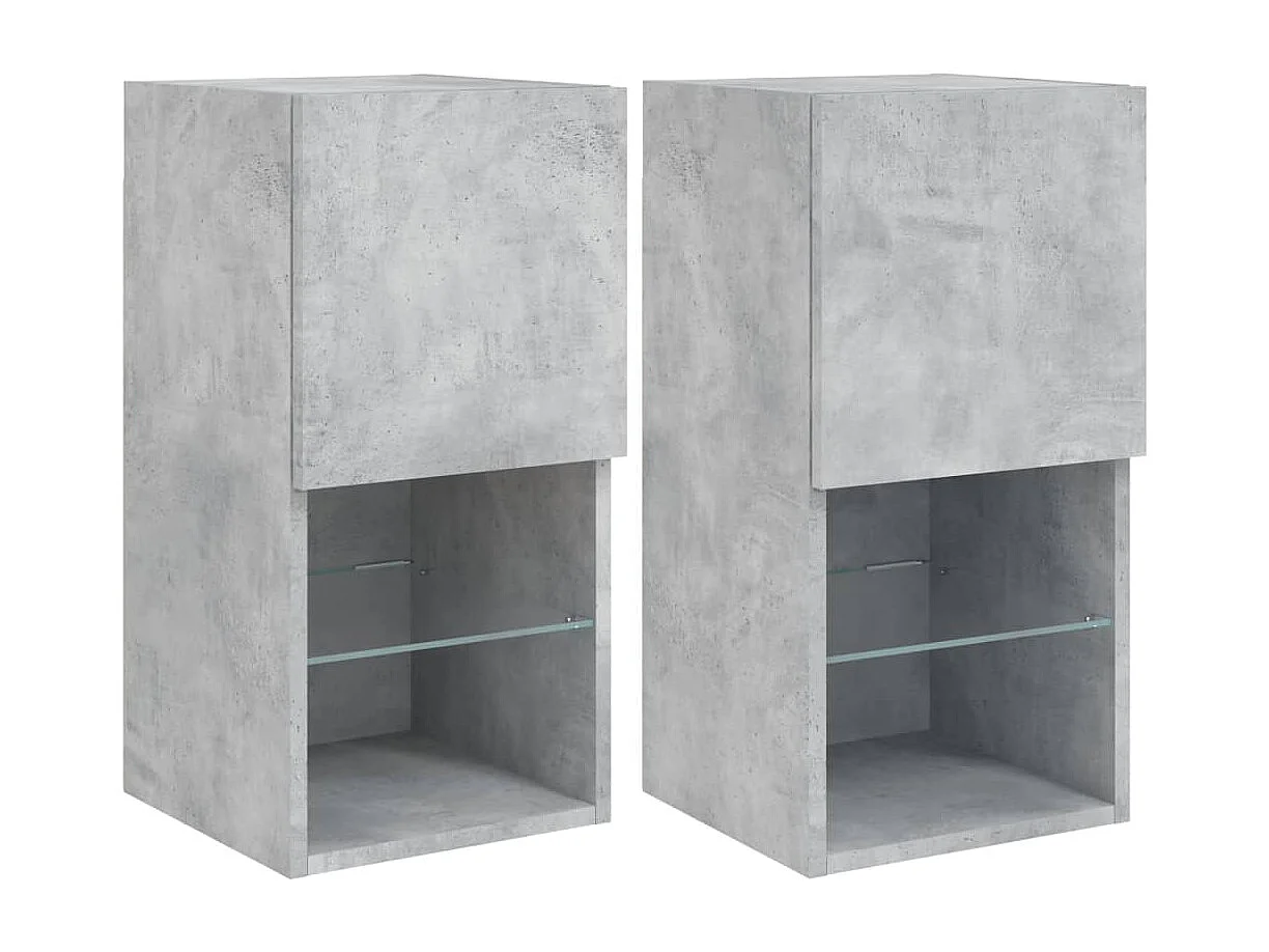 Mobili TV con Luci LED 2pz Grigio Cemento 30,5x30x60 cm