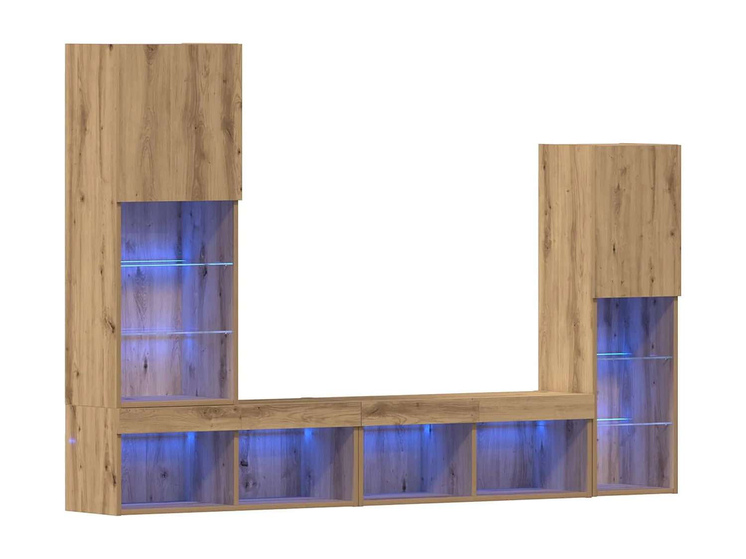 Meuble TV 4 pcs chêne artisanal Bois d'ingénierie