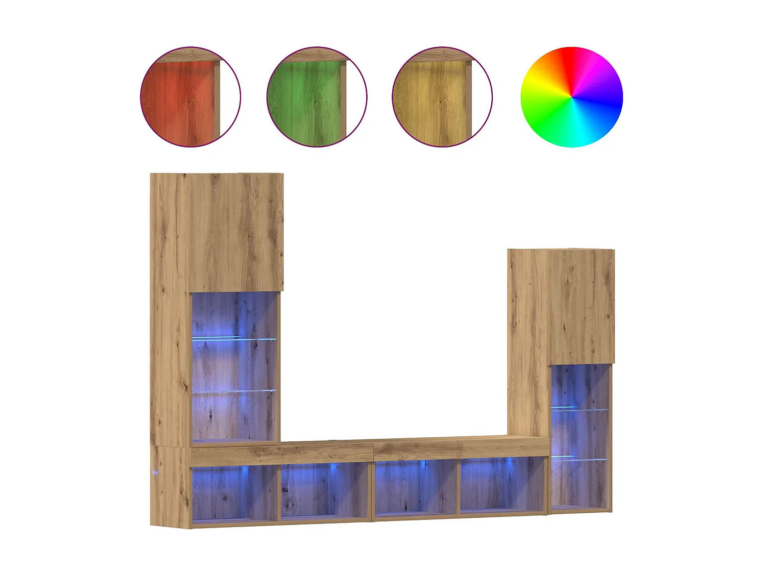 Meuble TV 4 pcs chêne artisanal Bois d'ingénierie