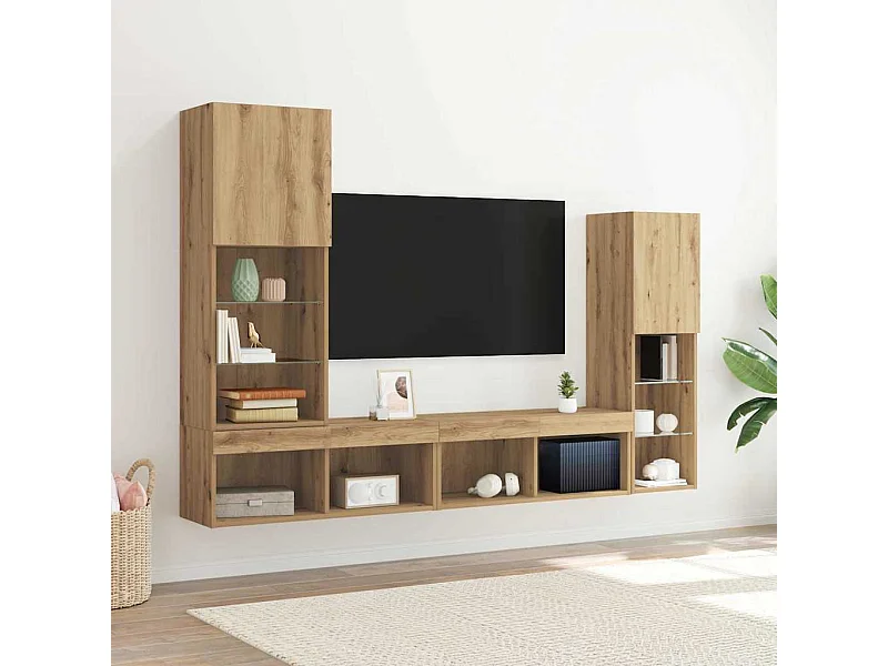Meuble TV 4 pcs chêne artisanal Bois d'ingénierie