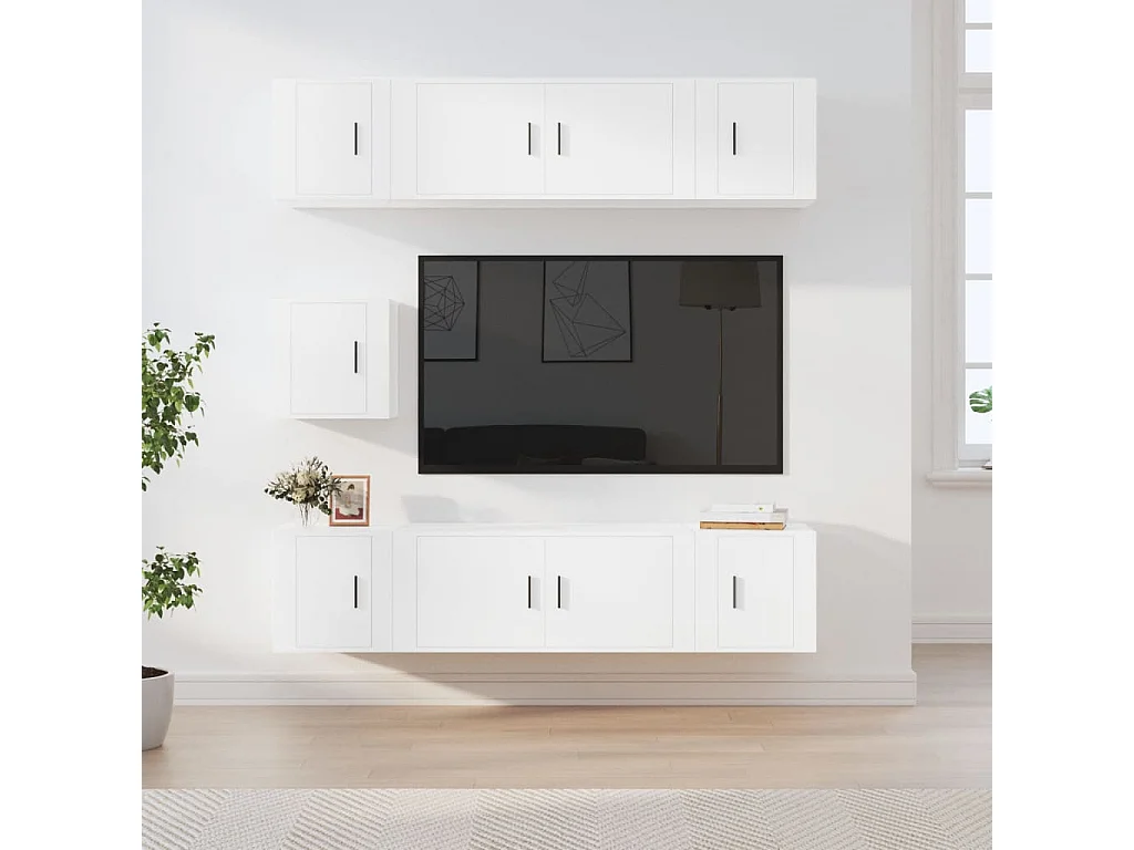 7-tlg. TV-Schrank-Set Weiß Holzwerkstoff