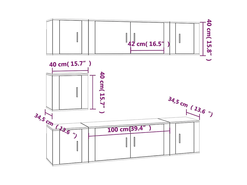 7-tlg. TV-Schrank-Set Weiß Holzwerkstoff