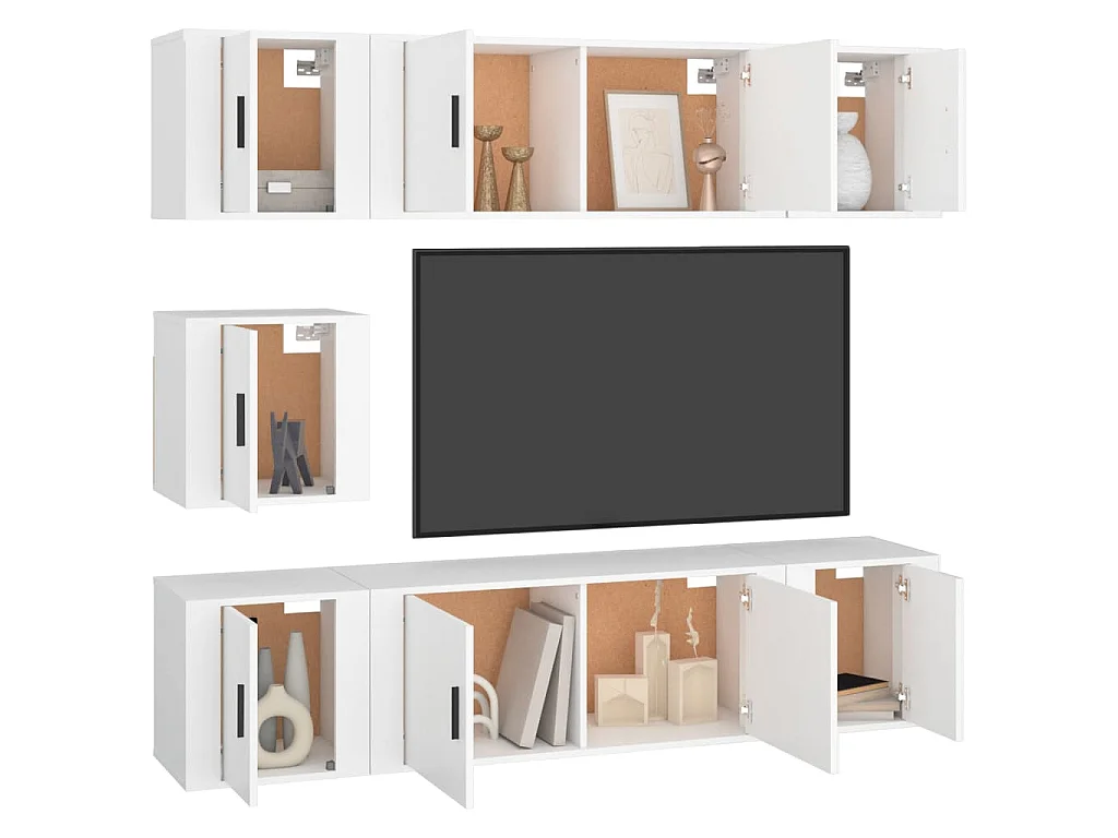 Ensemble de meubles TV 7 pcs Blanc Bois d'ingénierie