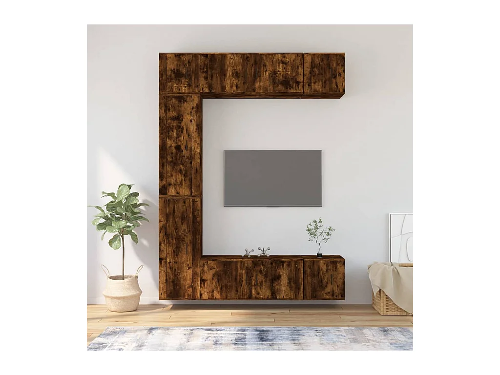 Ensemble de meubles TV 7 pcs Chêne fumé Bois d'ingénierie