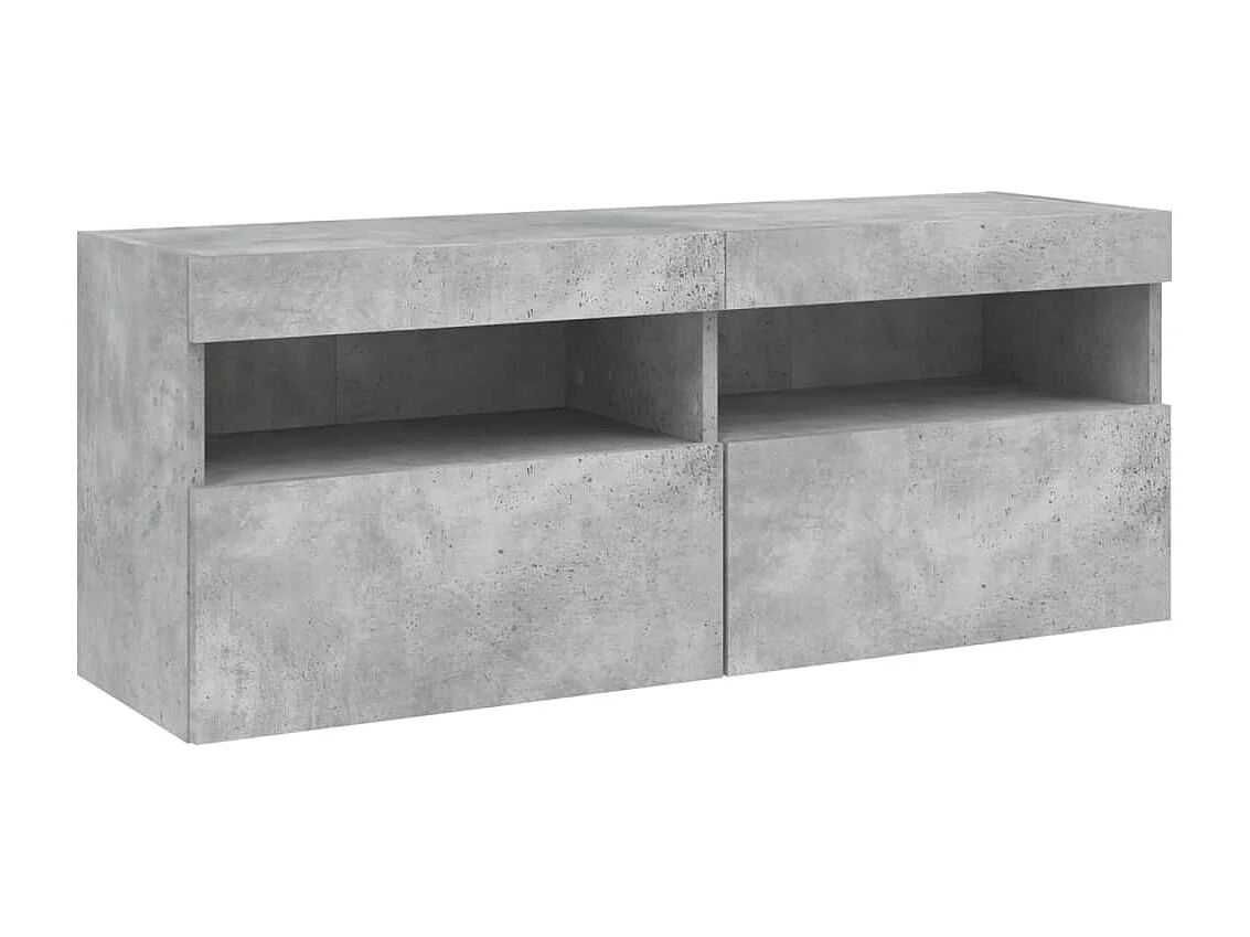 Set Mobili TV a Muro 7 pz con Luci LED Grigio Cemento