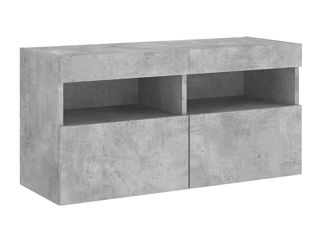 Set Mobili TV a Muro 7 pz con Luci LED Grigio Cemento