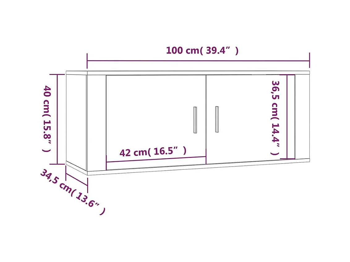 Meubles TV muraux 3 pcs chêne fumé 100x34,5x40 cm