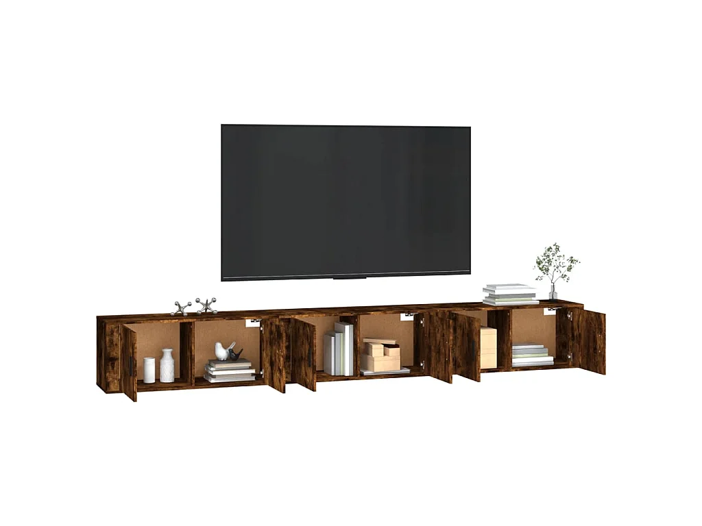 Meubles TV muraux 3 pcs chêne fumé 100x34,5x40 cm