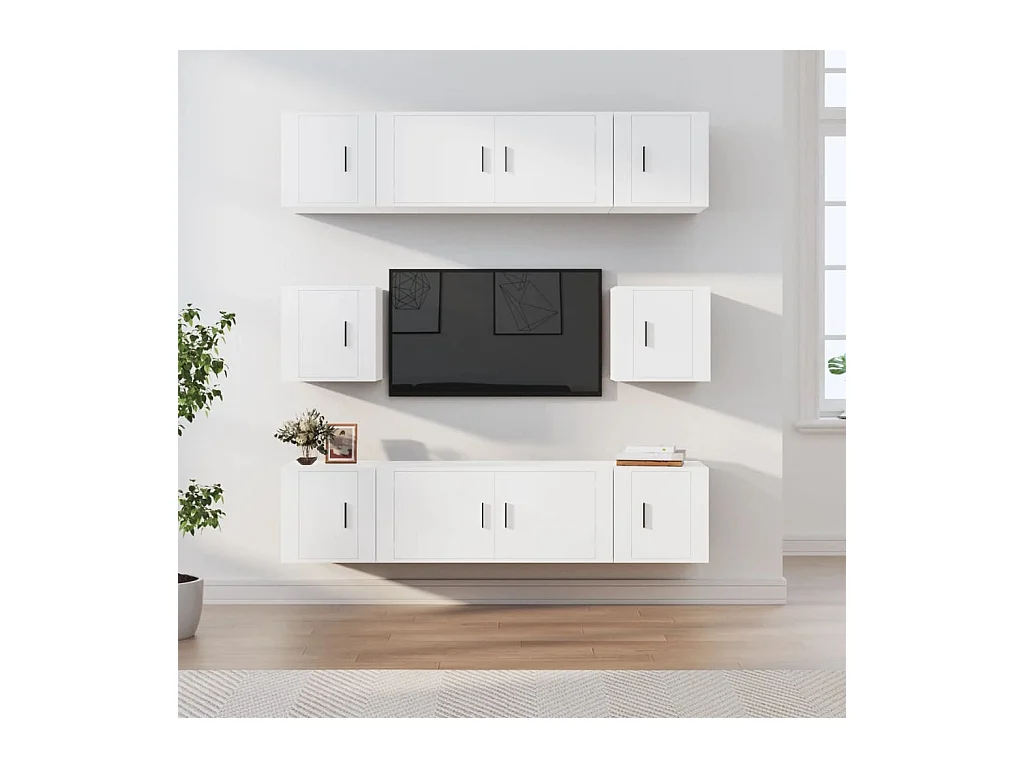 Ensemble de meubles TV 8 pcs Blanc Bois d'ingénierie