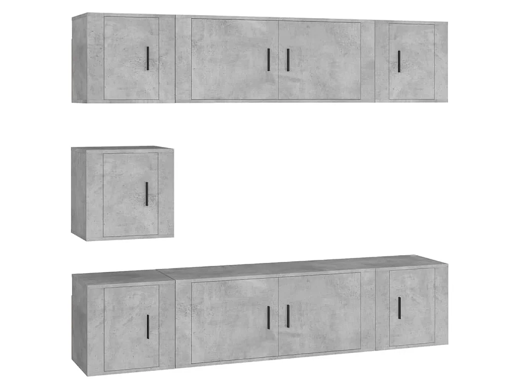 Ensemble de meubles TV 7 pcs Gris béton Bois d'ingénierie