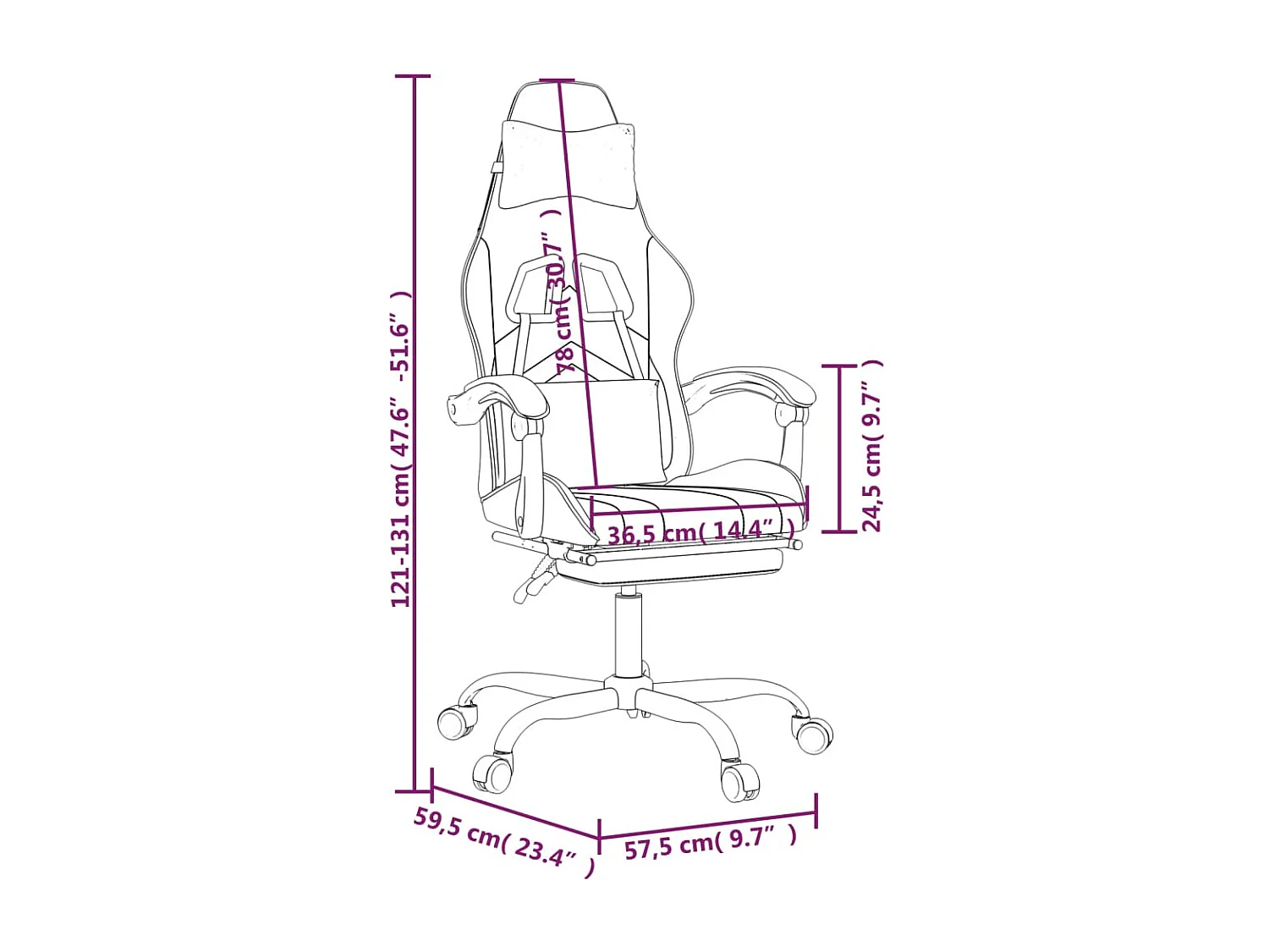 Chaise de jeu avec repose-pied Blanc et rose Similicuir