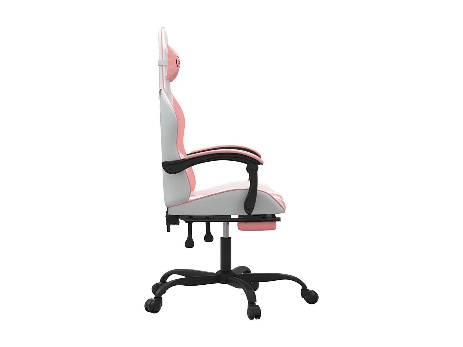 Chaise de jeu avec repose-pied Blanc et rose Similicuir
