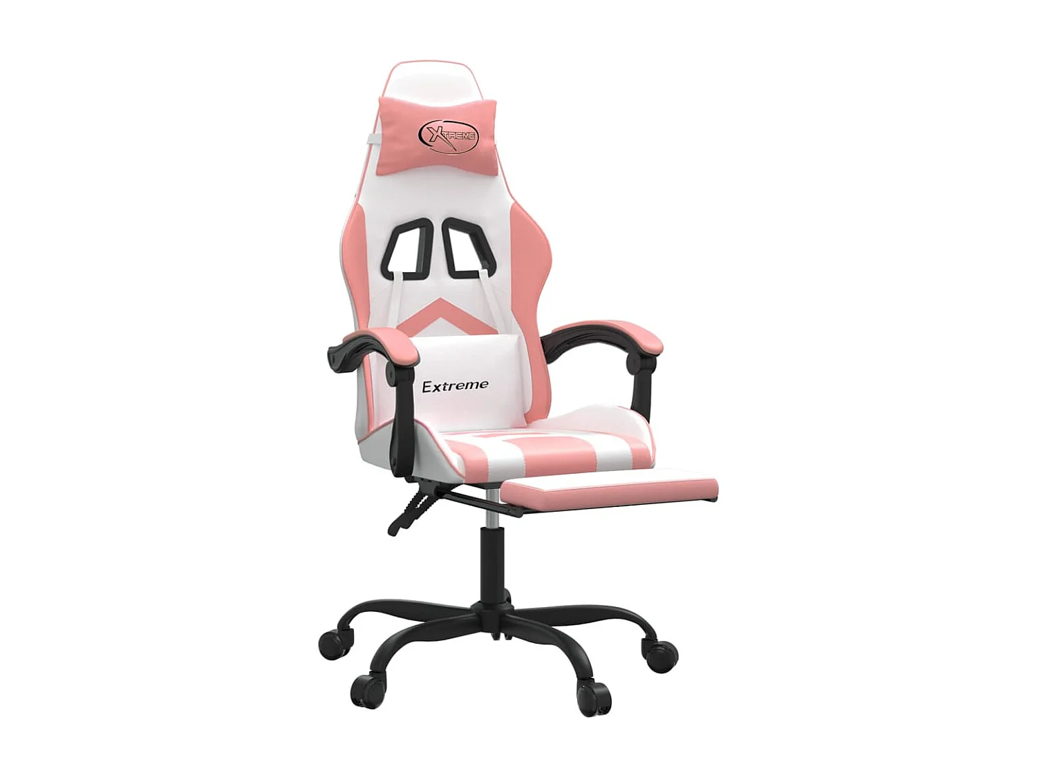 Chaise de jeu avec repose-pied Blanc et rose Similicuir