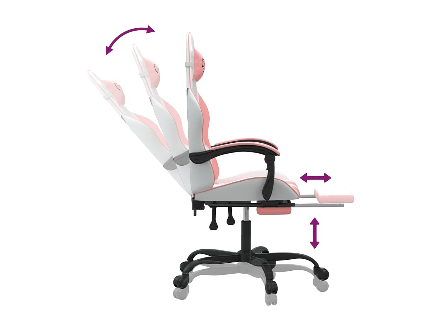 Chaise de jeu avec repose-pied Blanc et rose Similicuir