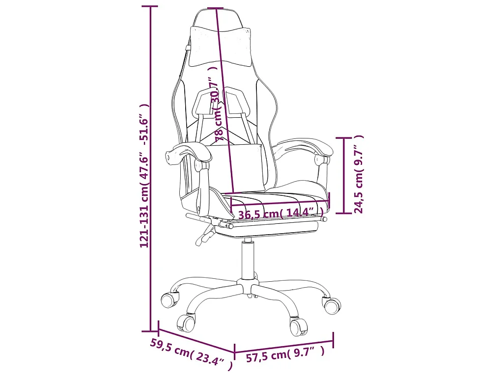 Gaming-Stuhl mit Fußstütze Weiß und Rosa Kunstleder