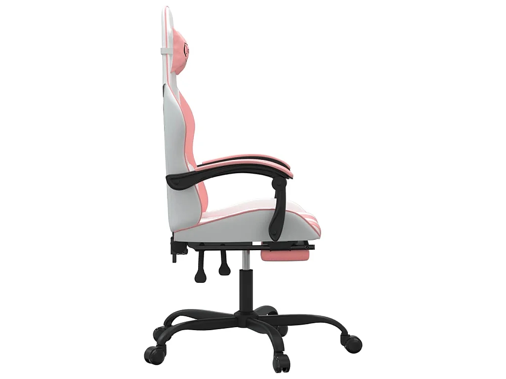 Gaming-Stuhl mit Fußstütze Weiß und Rosa Kunstleder