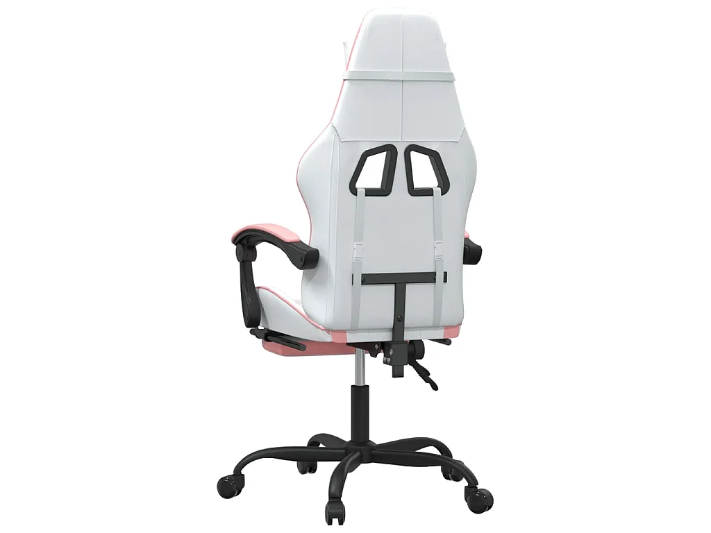 Gaming-Stuhl mit Fußstütze Weiß und Rosa Kunstleder