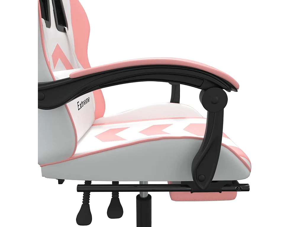 Gaming-Stuhl mit Fußstütze Weiß und Rosa Kunstleder
