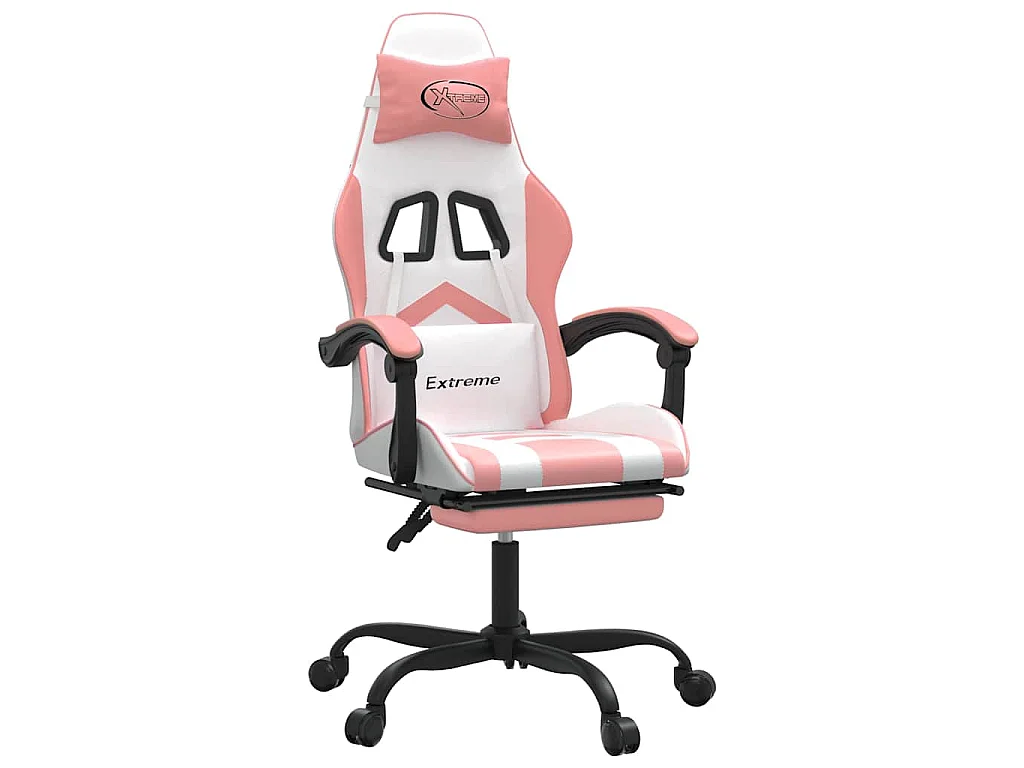 Chaise de jeu avec repose-pied Blanc et rose Similicuir
