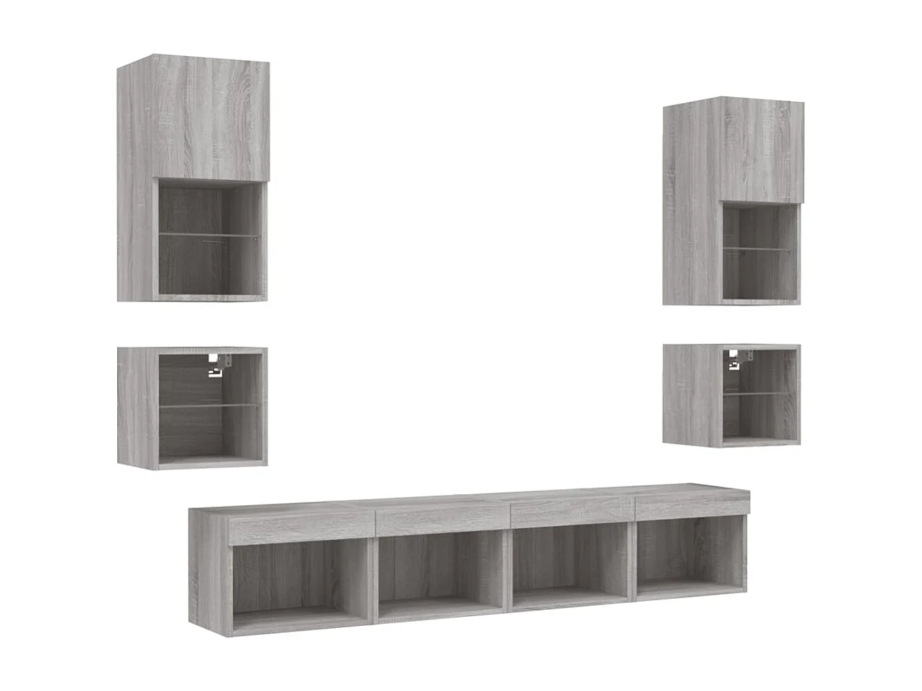 Unités murales TV avec LED 8 pcs gris sonoma bois d'ingénierie