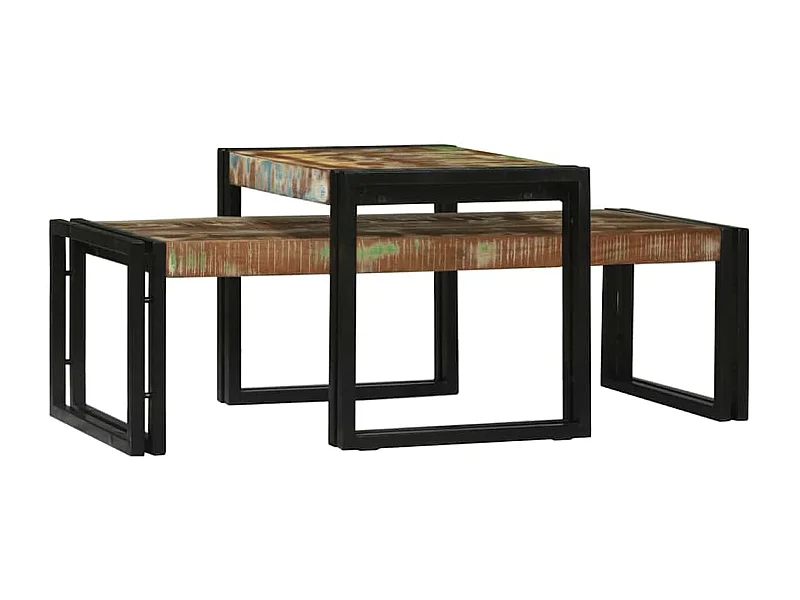 Salontafel 2 pcs Multikleur massief gerecycled hout